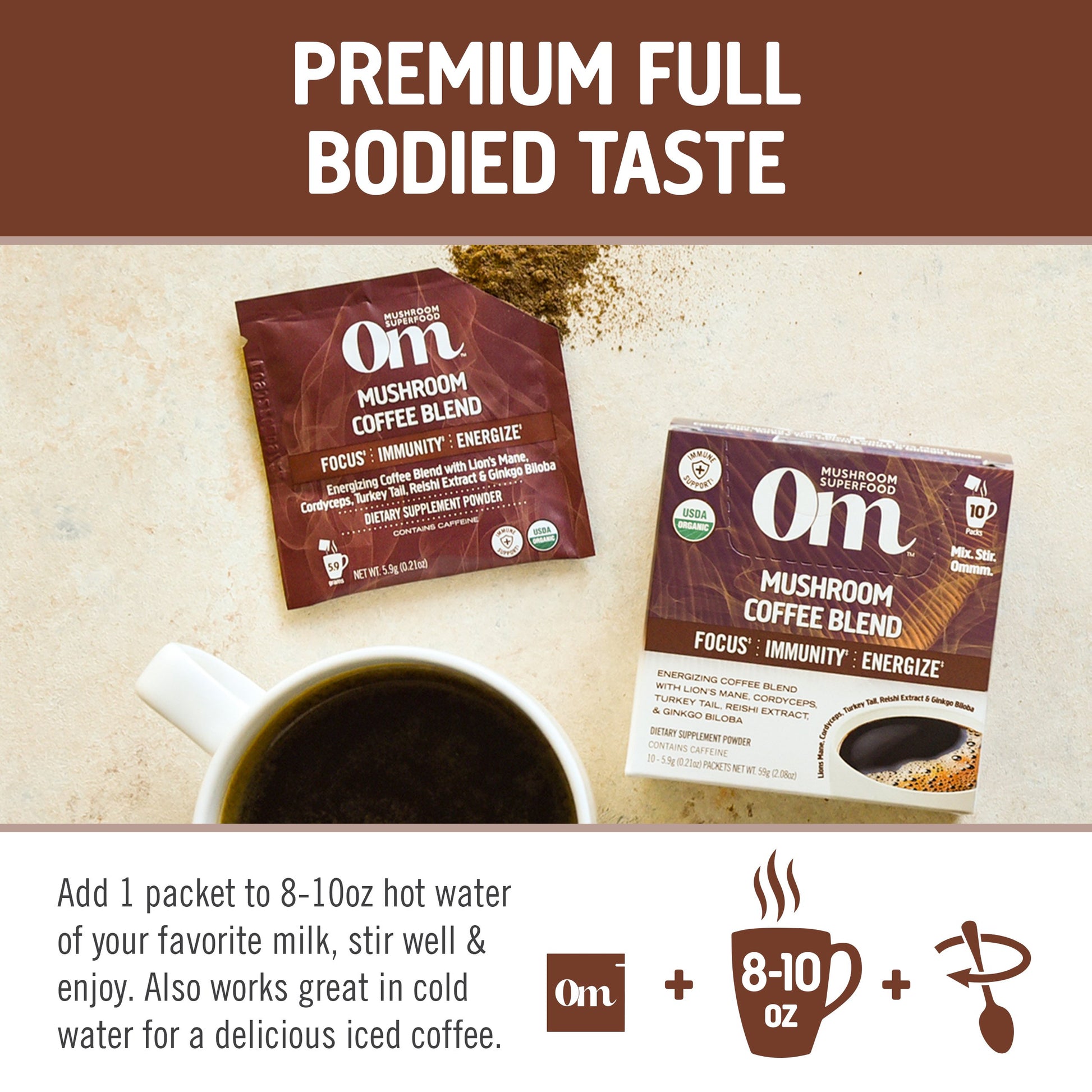 Om Coffee Blend Organic Mushroom Superfood Hot Drink