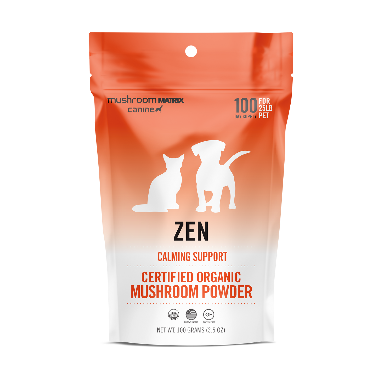 Mushroom Matrix Zen Calming Support Organic Mushroom Powder for Dogs & Cats 7.1 oz