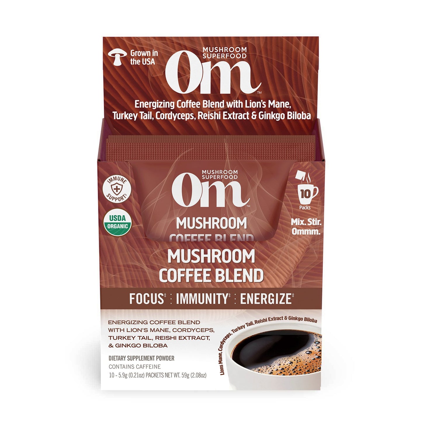 Om Coffee Blend Organic Mushroom Superfood Hot Drink