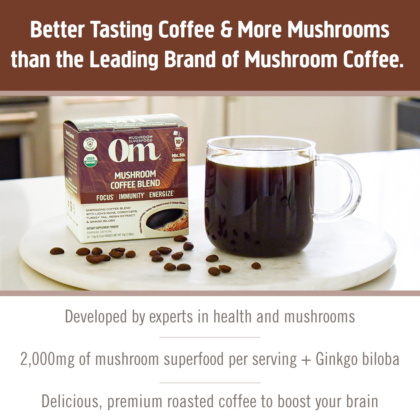 Om Coffee Blend Organic Mushroom Superfood Hot Drink